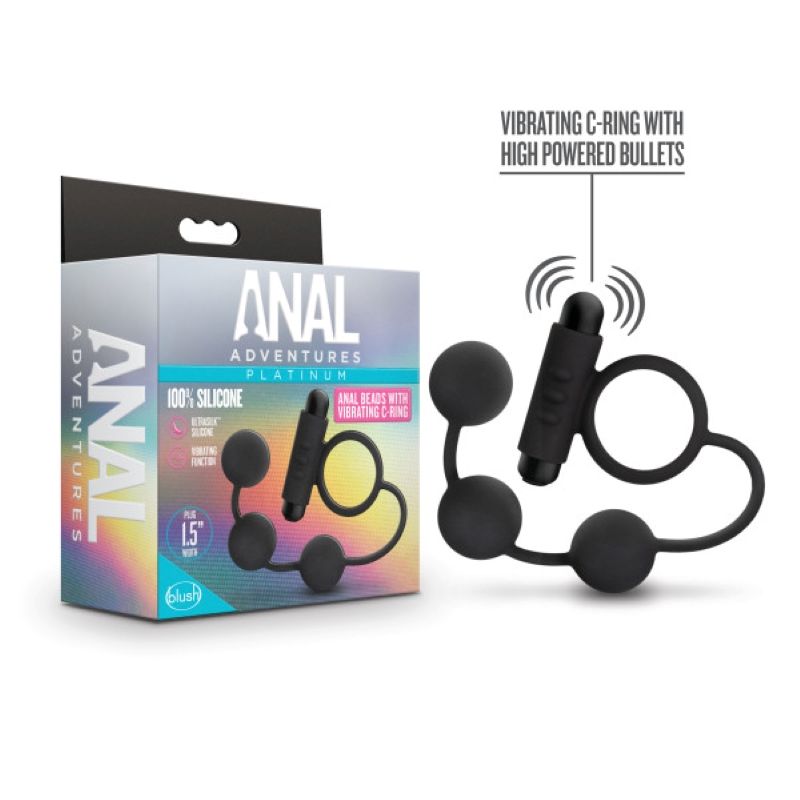 Anal Adventures Platinum - Anaal Kralen Met Vibrerende Cockring