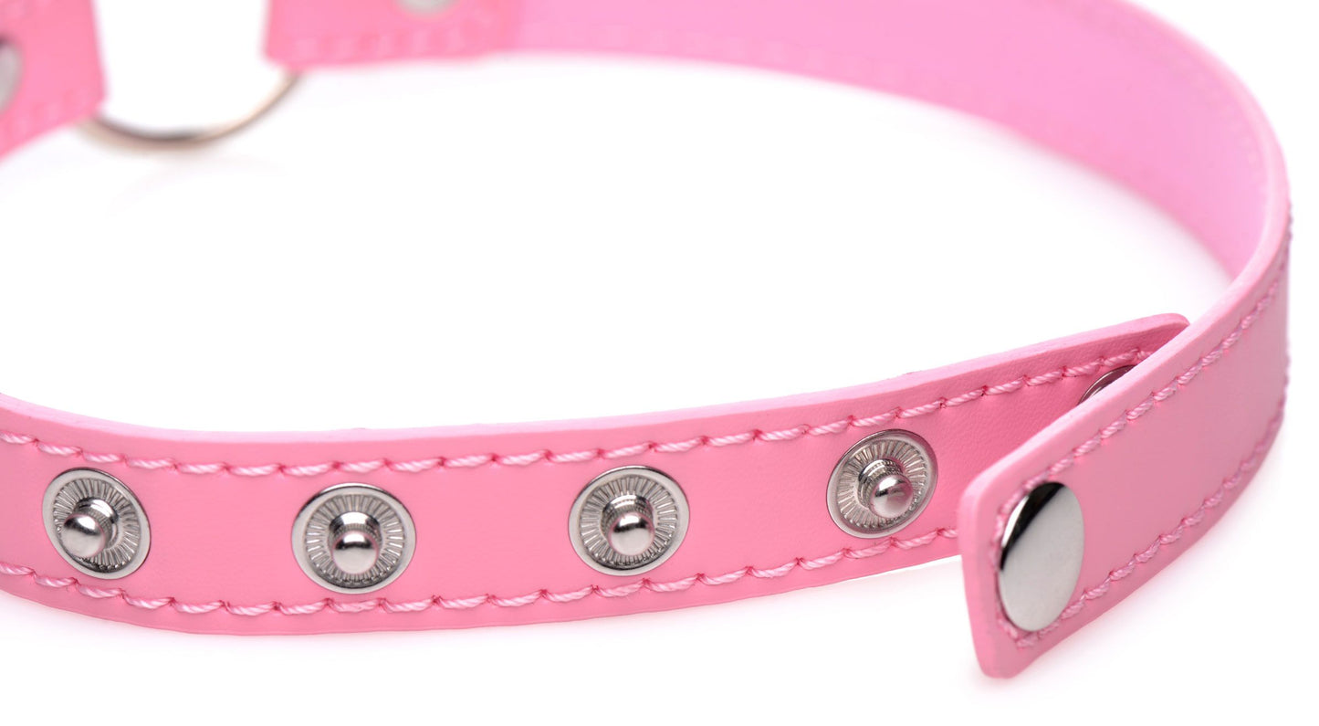 Kinky Kitty Ring Slim Choker - Roze