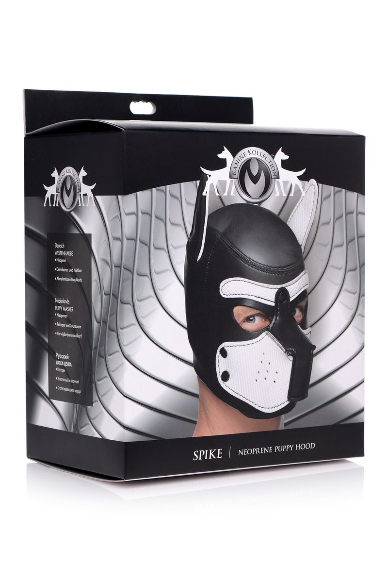Spike Puppy BDSM Hood - Zwart/Wit
