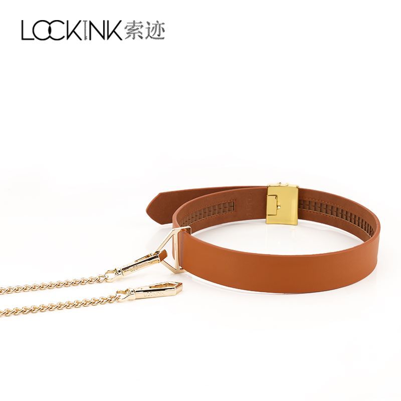 LOCKINK - Halsband met Riem Set - bruin