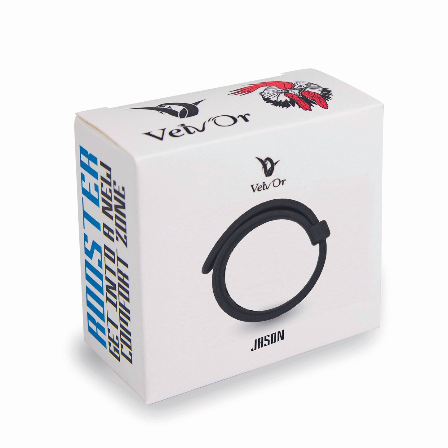 VELV'OR - ROOSTER JASON SIZE ADJUSTABLE FIRM STRAP DESIGN COCK RING BLACK