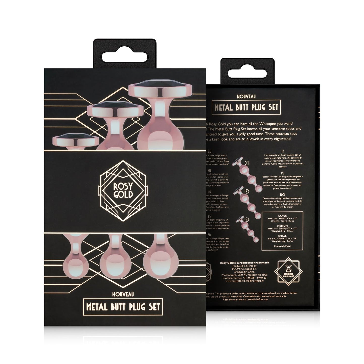 Rosy Gold - Metalen Buttplugset 3 stuks - Roségoud