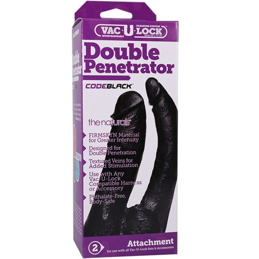 Doc Johnson - VacULock CodeBlack Dubbele Penetrator - Zwart