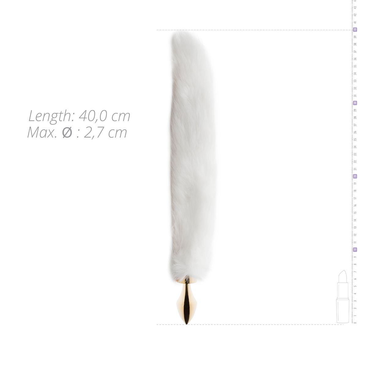 Kleine goudkleurige buttplug met witte vossenstaart