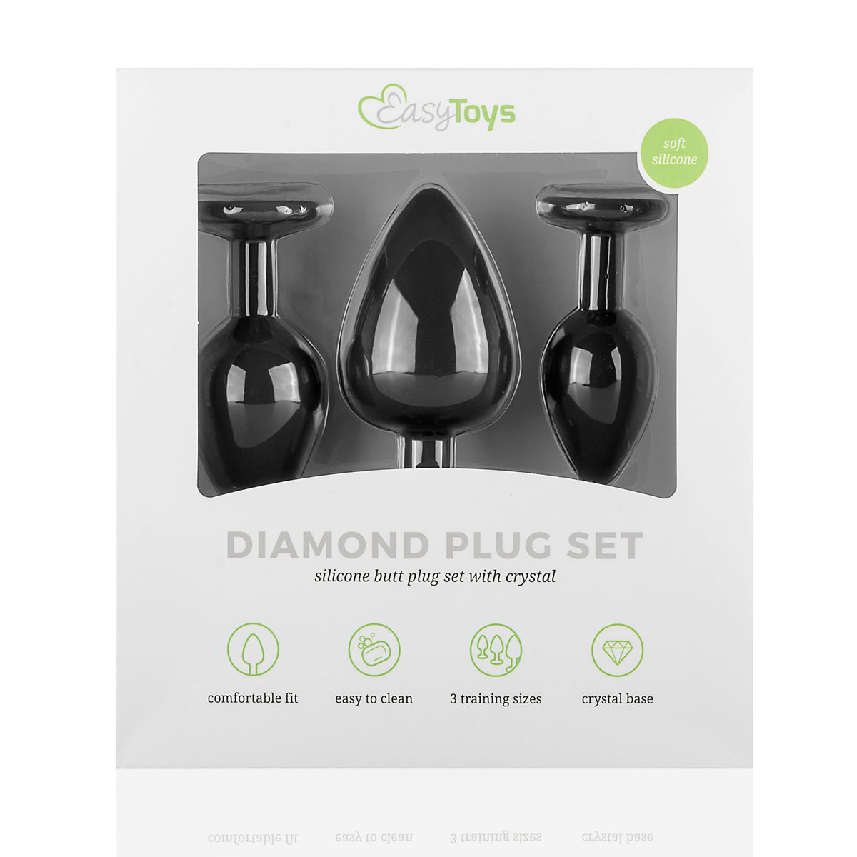 Siliconen Buttplug Met Diamant - Zwart