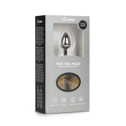 Kleine zilverkleurige buttplug met lichtbruine vossenstaart