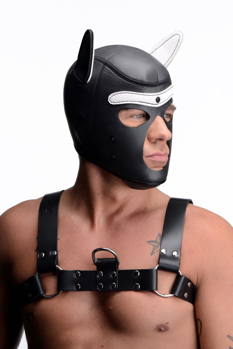 Spike Puppy BDSM Hood - Zwart/Wit