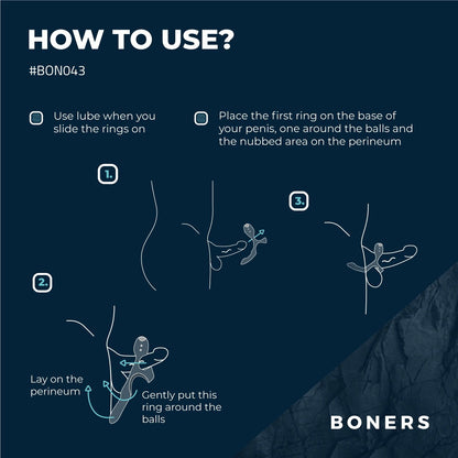 Boners Triple Cockring - Blauw