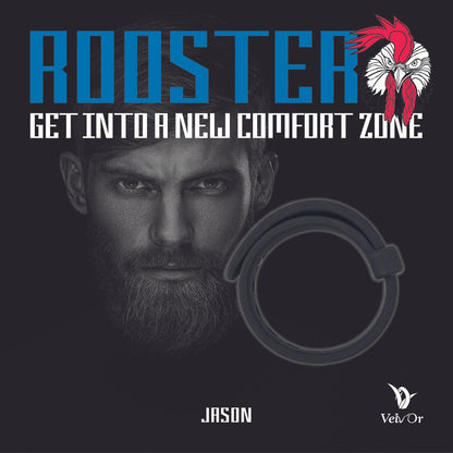 VELV'OR - ROOSTER JASON SIZE ADJUSTABLE FIRM STRAP DESIGN COCK RING BLACK