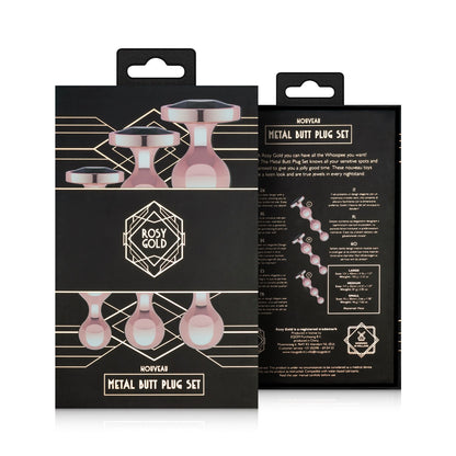 Rosy Gold - Metalen Buttplugset 3 stuks - Roségoud