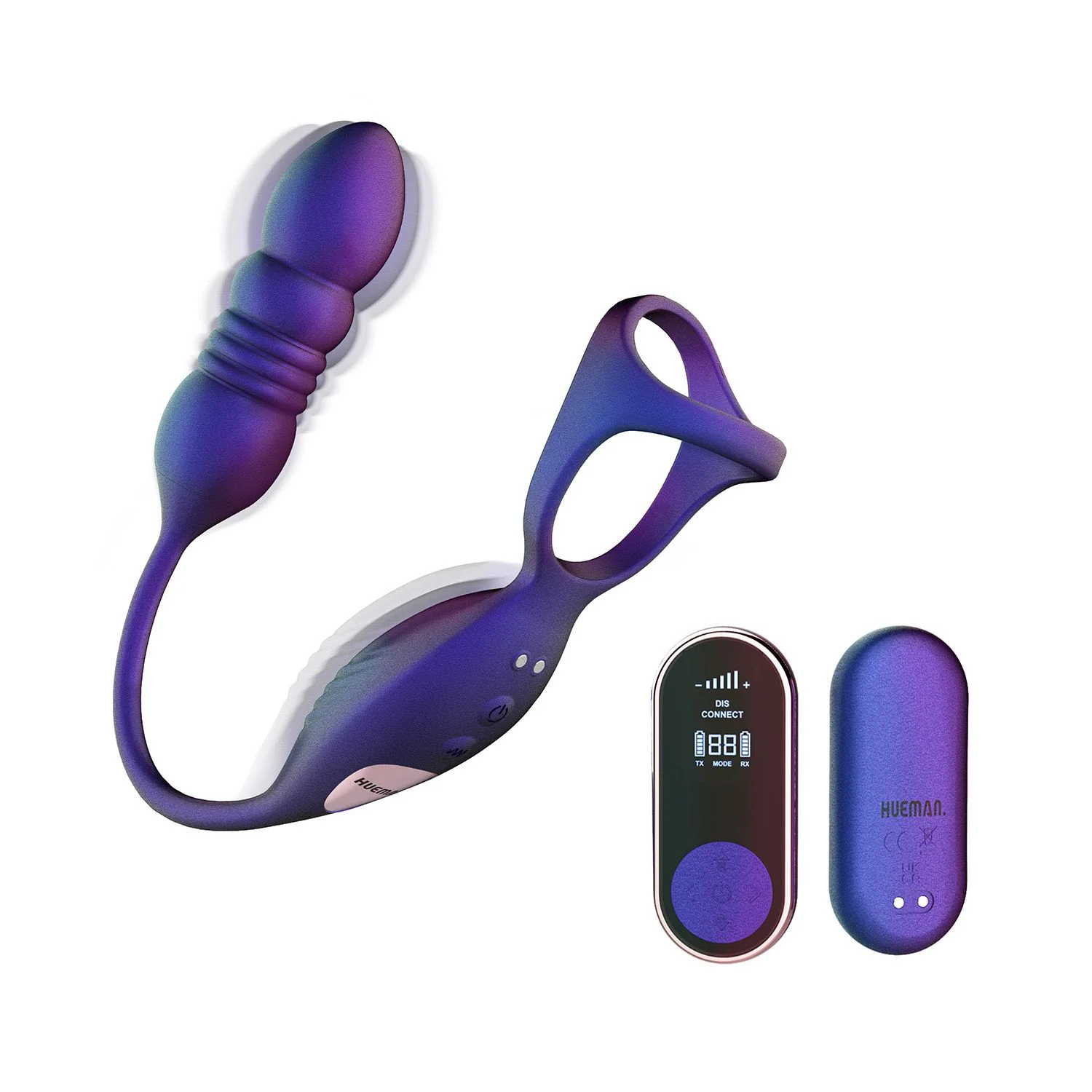 Hueman - Deep Impact Cock- & Ballring - Met Stotende Prostaatstimulator
