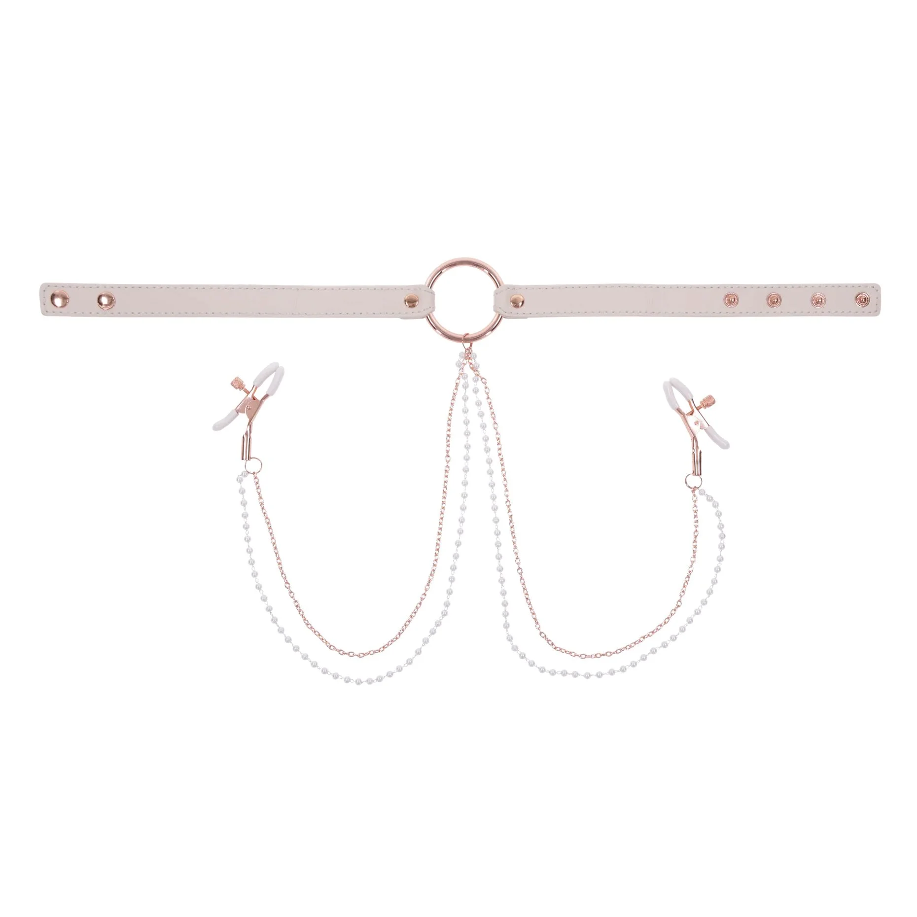 Sportsheets – S&M Peaches ‘n CreaMe Halsband met Tepelklemmen – Cream